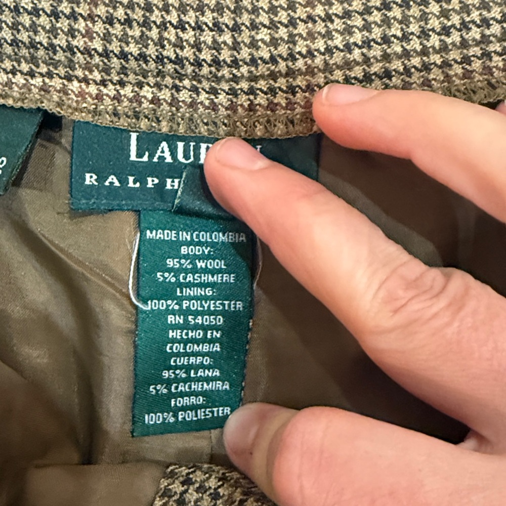 Lauren Ralph Lauren High Waisted pleated Houndstooth Pants Trousers lined wool - Picture 8 of 12